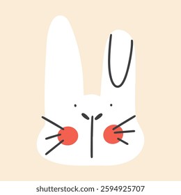 Funny white Easter rabbit. Vector hand drawn design