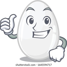 Funny white egg making Thumbs up gesture