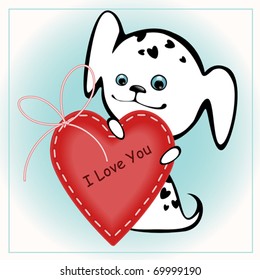 funny white puppies with a heart 1.