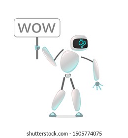 Funny white robot in different comic situations and moods. Modern technologists of the invention of the future, artificial intelligence. robotics and bots