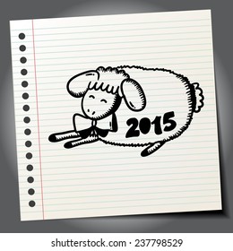 Funny white sheep, sketch for your design
