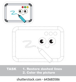 Funny Whiteboard with Marker and Magnets. Dot to dot educational game for kids.