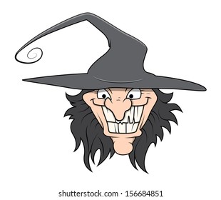 funny wicked witch - Halloween vector illustration