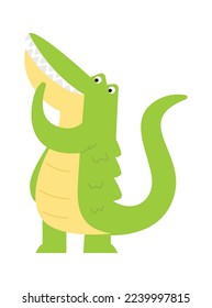 Funny wild animal flat icon Cute crocodile. Vector illustration