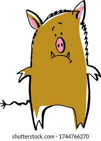 Funny wild boar perfect for logos isolated on white background