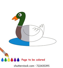 Funny Wild Duckling, the coloring book to educate preschool kids with easy gaming level, the kid educational game to color the colorless half by sample.