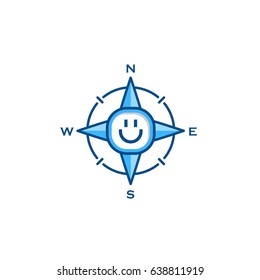 Funny Wind Rose Icon Cartoon Vector Illustration.