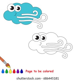 Funny Wind Weather to be colored, the coloring book for preschool kids with easy educational gaming level.