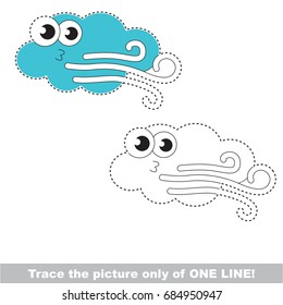 Funny Wind Weather to be traced only of one line, the tracing educational game to preschool kids with easy game level, the colorful and colorless version.