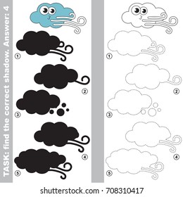 Funny Wind Weather with different shadows to find the correct one, compare and connect object with it true shadow, the educational kid game with simple gaming level.