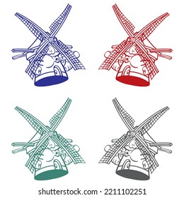 Funny Windmill Cartoon Character Vector Illustration
