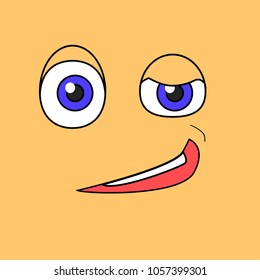 
Funny winking emoji smile from emotions set. Isolated on orange background.