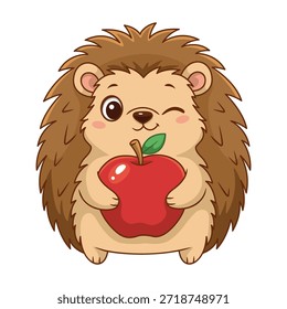 Hedgehog Winking engraçado com ilustração da Apple