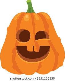 Engraçado piscando abóbora adiciona alegria halloween para decorações, perfeito para festas. Sua cor laranja vibrante salta sobre um fundo branco, criando uma vibração divertida e assustadora