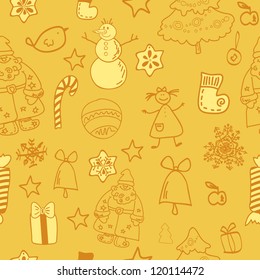 Funny winter christmas vector seamless pattern