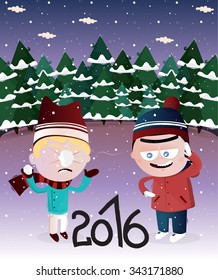 Funny Winter Kids Character