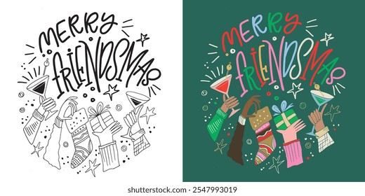 Funny winter lettering - hand drawn doodle set. 100% vector image - lettering for t-shirt design, mug print, clothes print.