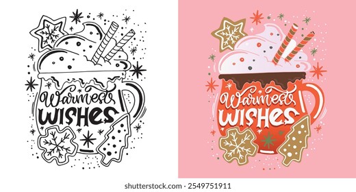 Funny winter lettering - hand drawn doodle set. 100% vector image - lettering for t-shirt design, mug print, clothes print.