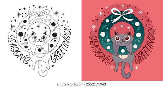 Funny winter lettering - hand drawn doodle set. 100% vector image - lettering for t-shirt design, mug print, clothes print.