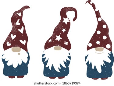 Funny winter set of gnomes vector illustration 