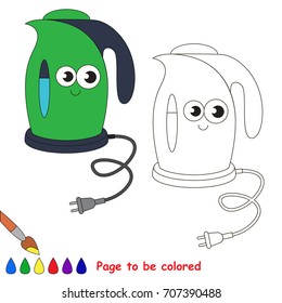 Funny Wired Kettle to be colored, the coloring book for preschool kids with easy educational gaming level.
