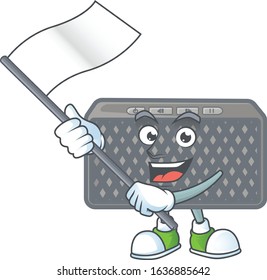 Funny wireless speaker cartoon character design with a flag