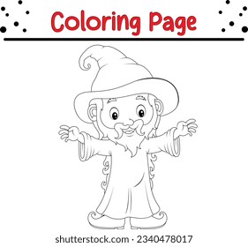 funny witch cartoon coloring page. Halloween coloring book for kids