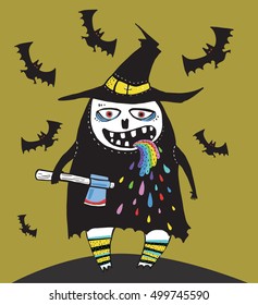 Funny witch/vector illustration