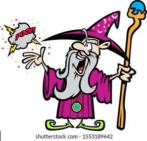 Funny Wizard casting a spell