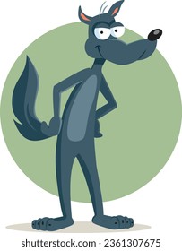 
Funny Wolf Character from Fairy tales Vector Mascot Design. Big bad evil villain from kids stories 
