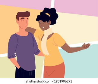 funny woman man friends smiling