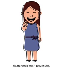 funny woman smiling and making a gesture pointing