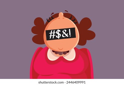 
Funny Woman Speaking Foul Language Vector Cartoon Illustration. Angry frustrated person feeling outraged and exasperated 
