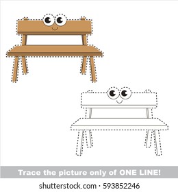 Funny Wooden Bench. Dot to dot educational game for kids. Tracing worksheet only of one line.