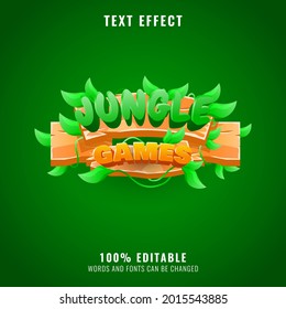 Funny Wooden Jungle Games Text Effect. Perfect For Your Game Logo And Title Vector Illustration