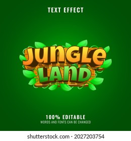 funny wooden jungle land game logo title text effect