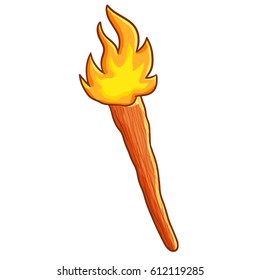 Funny Wooden Torch In Cartoon Style - Vector.