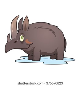 funny woolly rhinoceros vector
