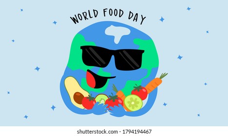 Funny world food day illustration vector