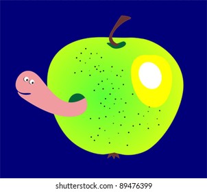 Funny worm in apple