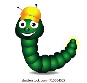 funny worm in a cap cartoon