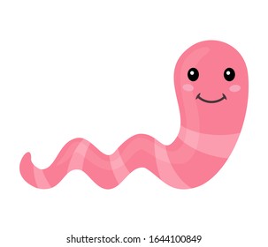 Funny worm cartoon vector illustration on white background