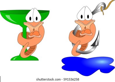 funny worm in different situations