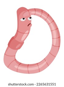 Divertido gusano. Pensión de rastreador rosa. Caricatura de gusanos de la Tierra, naturaleza salvaje. Ilustración de insectos para niños