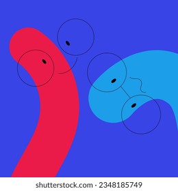 Funny Worm Smiling Character in Glasses from Corner Looking Vector Illustration. Bright Cute Crawling Insect Concept