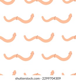 Funny worms on the white background. Seamless pattern with cartoon elements.