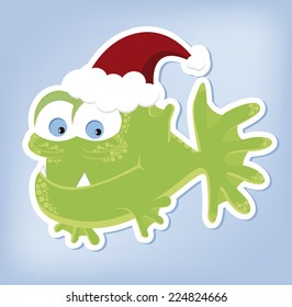 Funny Xmas fish with santa's hat (vector)