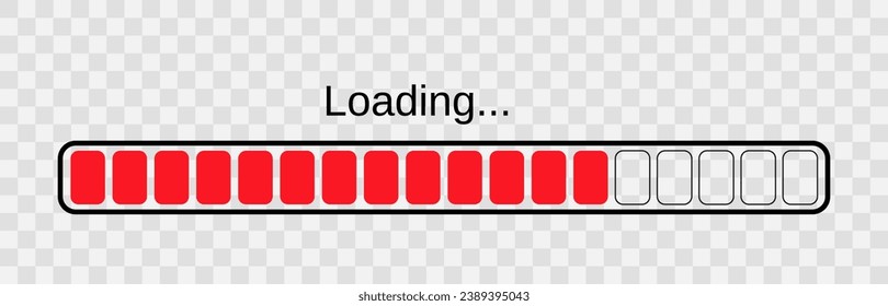 Funny Xmas loading banner. Christmas progress bar. Countdown loading progress. Holiday count down graph on transparent background. Vector illustration.