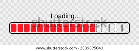 Funny Xmas loading banner. Christmas progress bar. Countdown loading progress. Holiday count down graph on transparent background. Vector illustration.