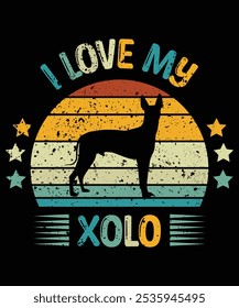 Funny Xolo Vintage Retro Sunset Silhouette Gifts Dog Lover Dog Owner Essential T-Shirt